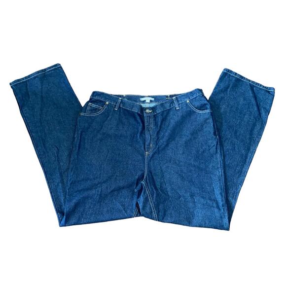 Woman Within Elastic Waist 5-pocket high rise Dark Wash Jeans 20W Tall - Picture 10 of 15